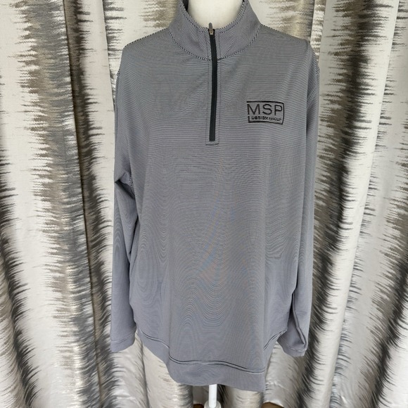 Peter Millar Other - Peter Millar  MPS Design Perth Stripe Performance Quarter-Zip Gray White Mens XL